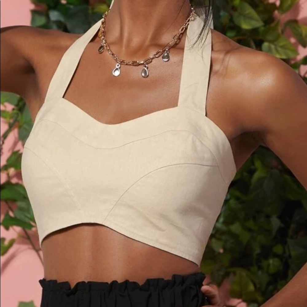 SHEIN Self Tie Crop Halter Top-Size M